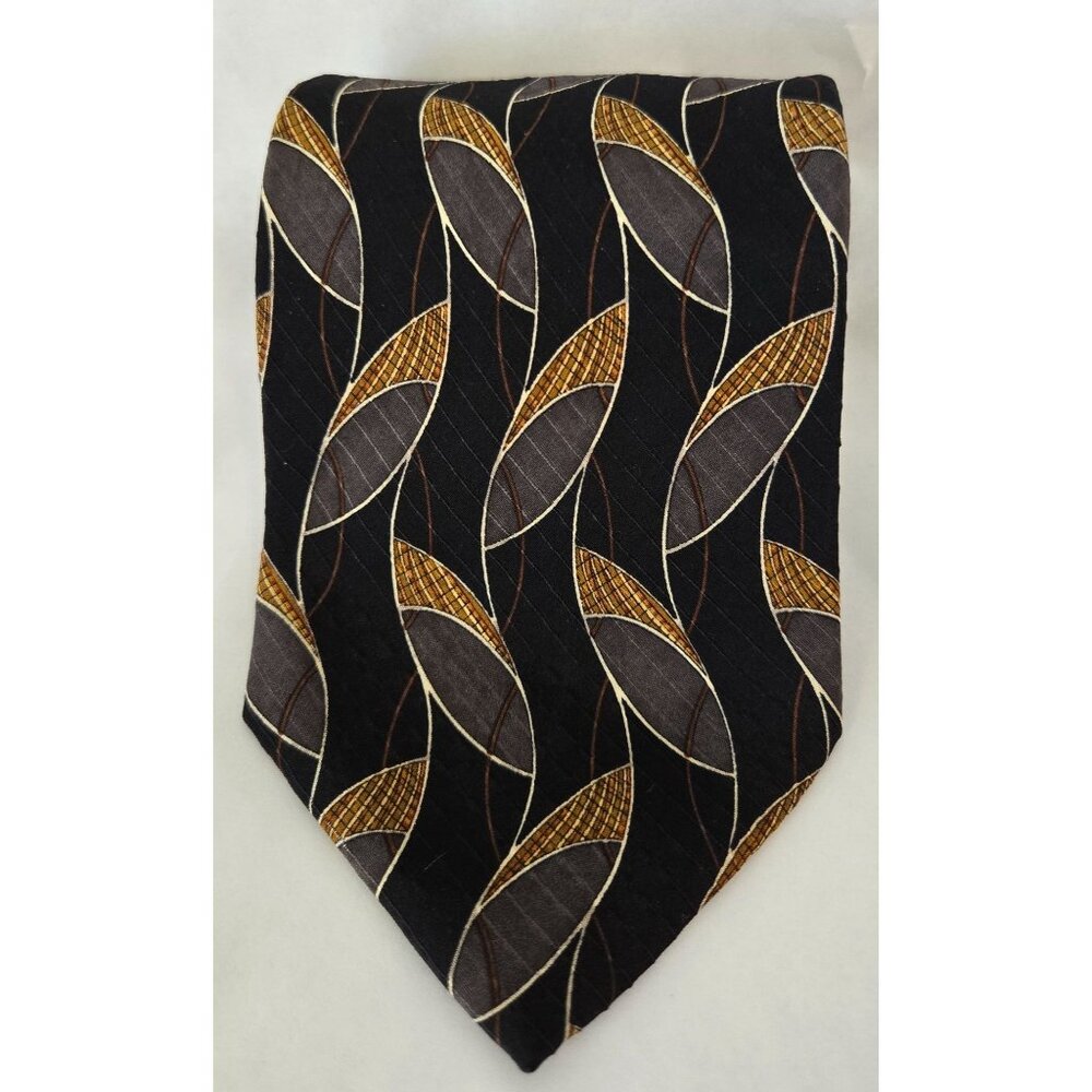 Valentino 100% Silk Leaf Print Abstract Neutral Hue Classic Tie Suiting Office